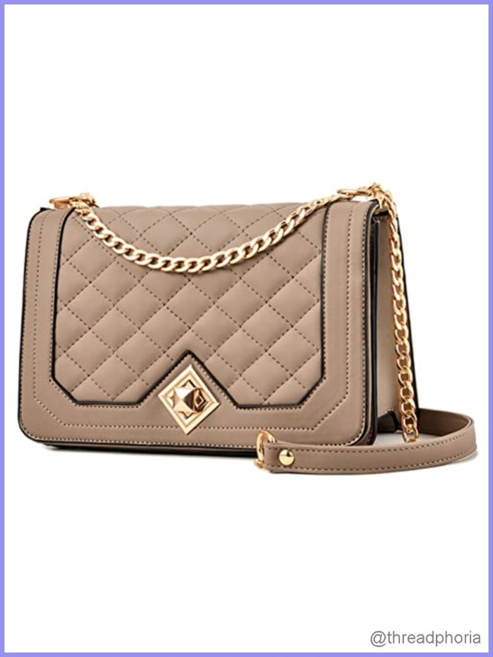 Small Vegan Leather Crossbody Bag with Chain Strap Quilted Satchel Purse